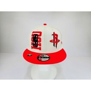 New Era 9FIFTY Houston Rockets NBA Draft Snapback Hat Cream Red Flat Bill NWOT
